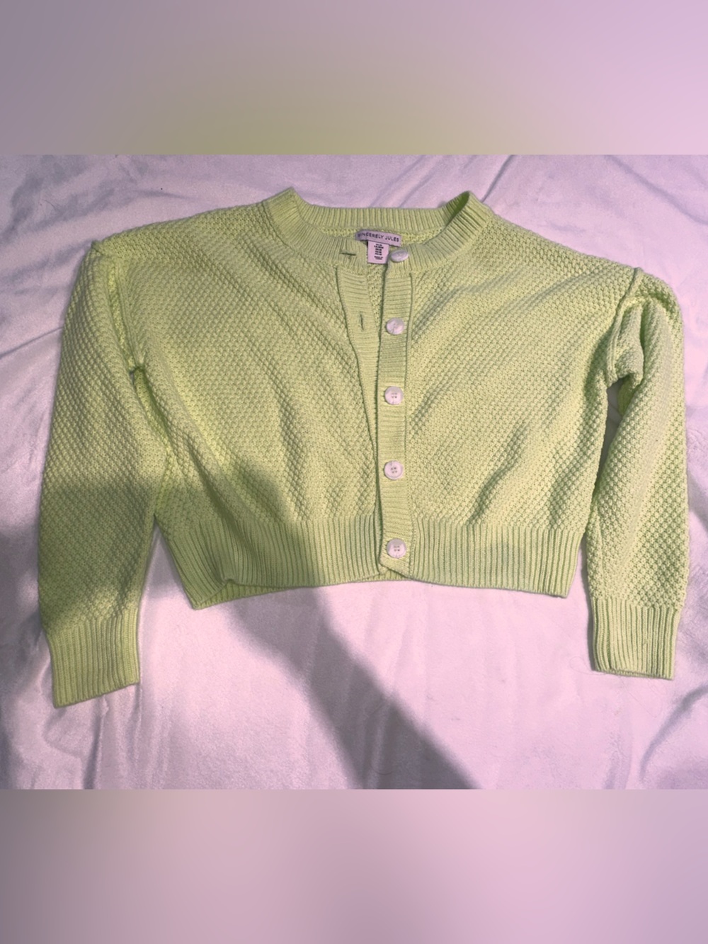Sincerely Jules Light Green Button-Front Knit Cardigan